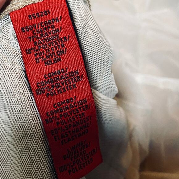 Vintage Y2k Floral Lace Tiered Formal Gown Square Neck Pleated Beige 6/8 - Picture 10 of 11